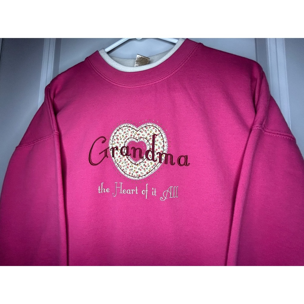 Vintage 90's Grandma "The Heart Of It All" Embroidered Heart Crewneck Sweatshirt